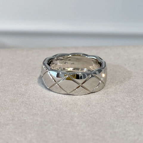 CRUSH RING 6.8MM SILVER DIAMONDS QUILTED