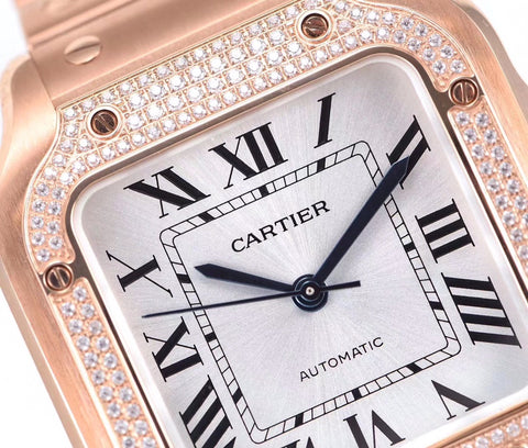 SANTOS LADY 35.1MM AUTOMATIC PINK GOLD DIAMOND BEZEL