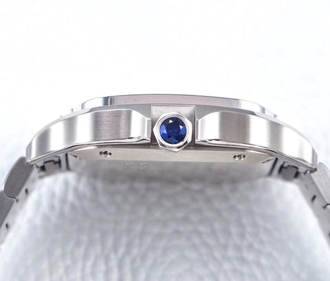 SANTOS LADY 35.1MM AUTOMATIC SILVER DIAMOND BEZEL