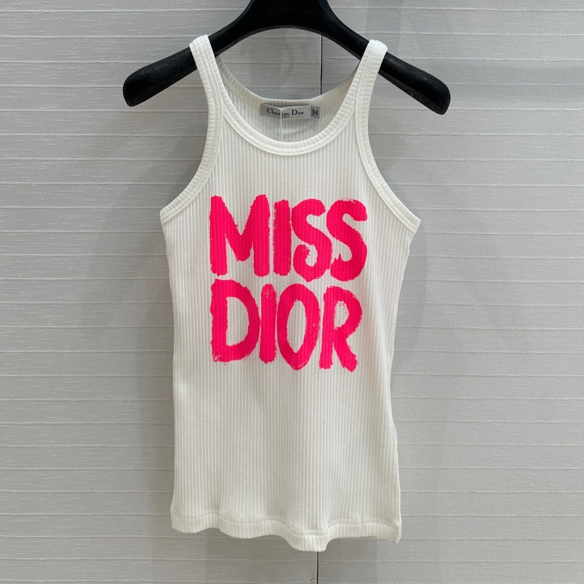 Miss CD Graffiti print striped vest