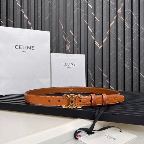CL TRIOMPHE 25 MM BELT IN ORANGE CALFSKIN GOLD HARDWARE