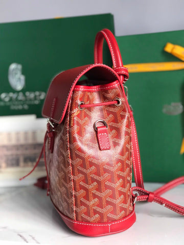 ALPIN MINI BACKPACK 21 IN CLASSIC RED LAMBSKIN AND GOYARDINE CANVAS