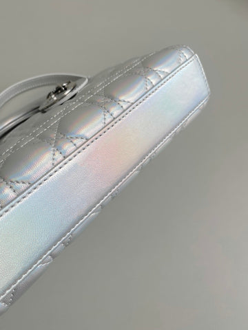 D-JOY BAG 22 IN SILVER LAMBSKIN