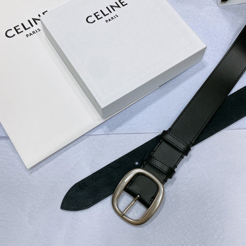 CL LARGE 35 MM BELT IN BLACK CALFSKIN LIGHT GOLD HARDWARE