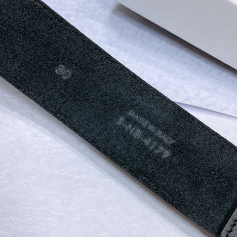 CL LARGE 35 MM BELT IN BLACK CALFSKIN GOLD HARDWARE