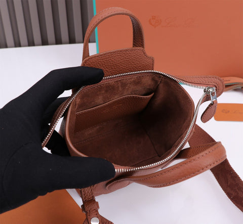 NANO SMILE BAG 18 IN UMBER BROWN CALFSKIN