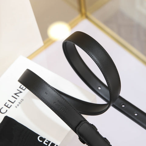 CL MEDIUM 25 MM MARCO BELT WITH STRASS IN BLACK CALFSKIN SILVER HARDWARE