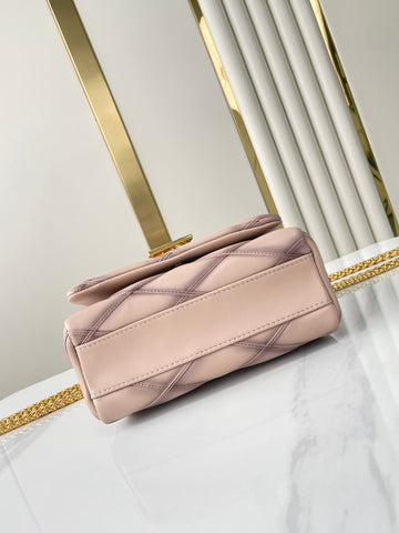 GO-14 MM 23 IN LIGHT PINK QUILTED LAMBSKIN GOLD HARDWARE