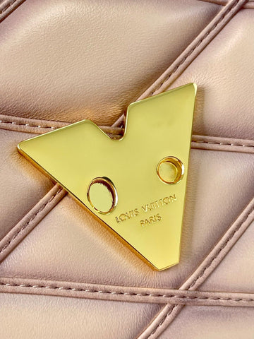 GO-14 MM 23 IN LIGHT PINK QUILTED LAMBSKIN GOLD HARDWARE