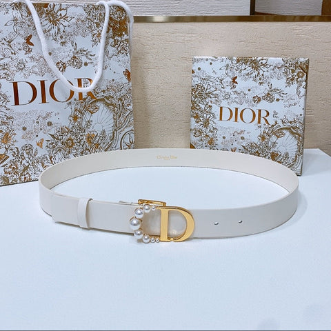 DIOR 25S BELT 30 MM IN WHITE CALFSKIN 586582
