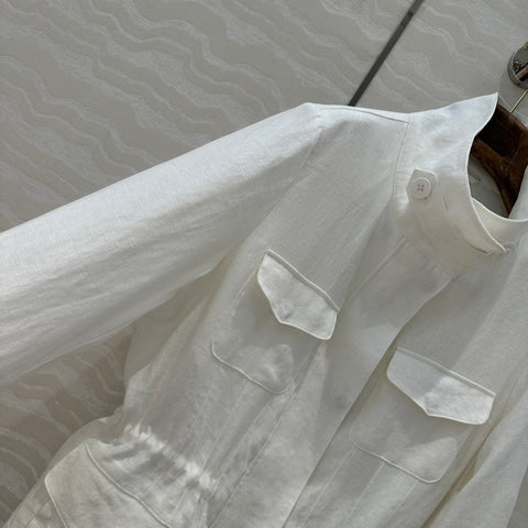 LP CLASSIC STAND-COLLAR LINEN JACKET 265165