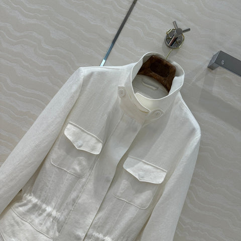 LP CLASSIC STAND-COLLAR LINEN JACKET 265165