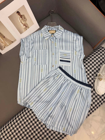 GUCC SHIRT JACKET AND SHORTS SET 25S IN ACETATE 266681