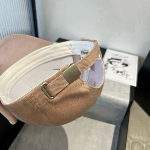 MM BASEBALL CAP IN BEIGE FABRIC WITH LARGE PINK BOW