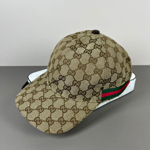 GG BASEBALL CAP IN DARK BEIGE MONOGRAM CANVAS
