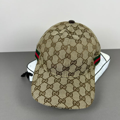 GG BASEBALL CAP IN DARK BEIGE MONOGRAM CANVAS