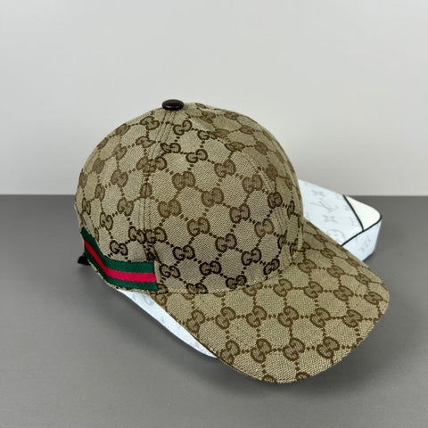 GG BASEBALL CAP IN DARK BEIGE MONOGRAM CANVAS