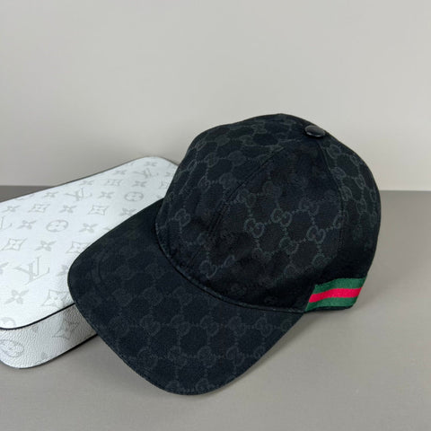 GG BASEBALL CAP IN BLACK MONOGRAM CANVAS