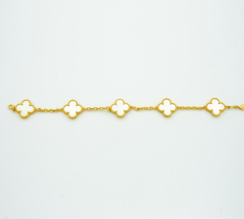 CLOVER BRACELET 5 MOTIFS WHITE MOP