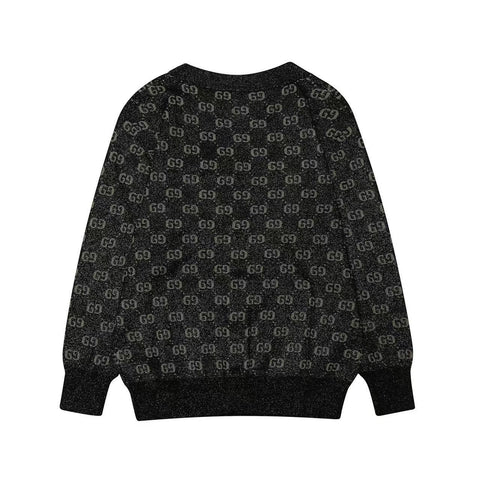 GG Cardigan V-Neck Monogram Black Jacquard