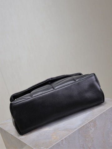 LOULOU PUFFER MEDIUM 29 IN ALL BLACK SHEEPSKIN BLACK HARDWARE