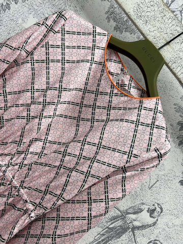 GG Printed Silk Dress Pink Ready To Wear