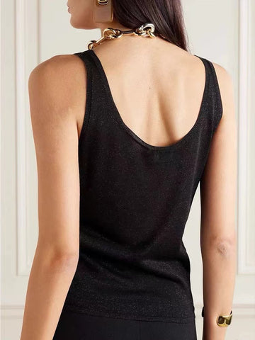 SL Tank Top In Lurex Knit Black