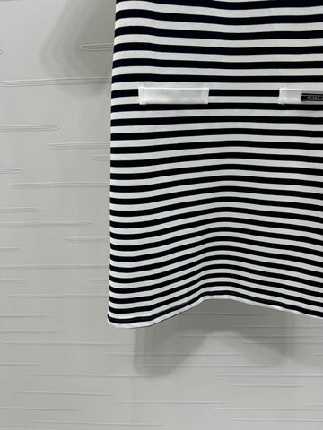 PRAD 25S STRIPED SHORT SLEEVE KNIT DRESS 264218