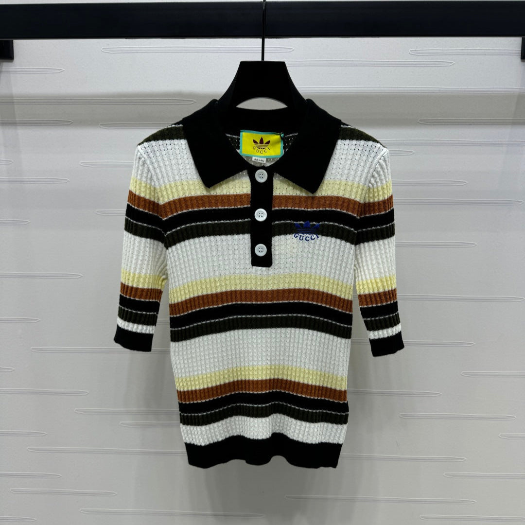 GUCCI 25S SHORT SLEEVE STRIPED POLO SHIRT 264080