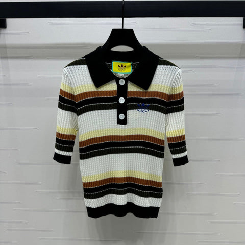 GUCCI 25S SHORT SLEEVE STRIPED POLO SHIRT 264080