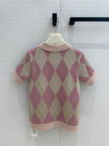 Gucci 25 Short-sleeved Knitted Sweater Pink Wool