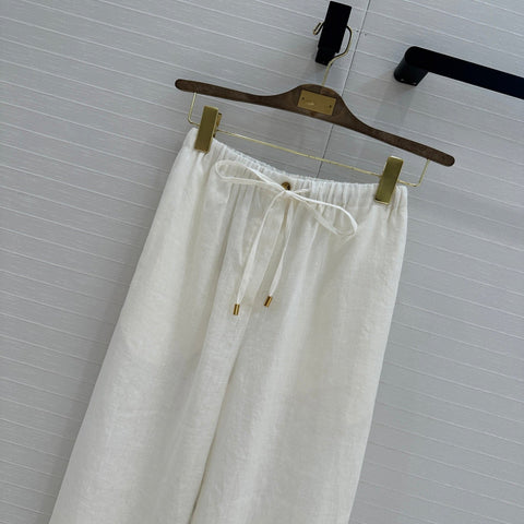 LP STRAIGHT-LEG LINEN PANTS IN WHITE
