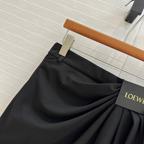 Loewe 25 Draped Skirt Black Polyester Fiber