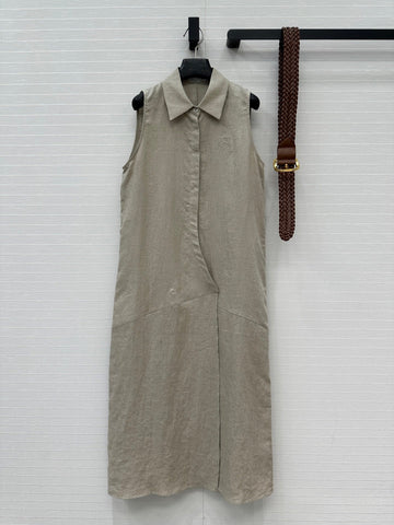 Loewe Sleeveless Long Skirt Grey Linen