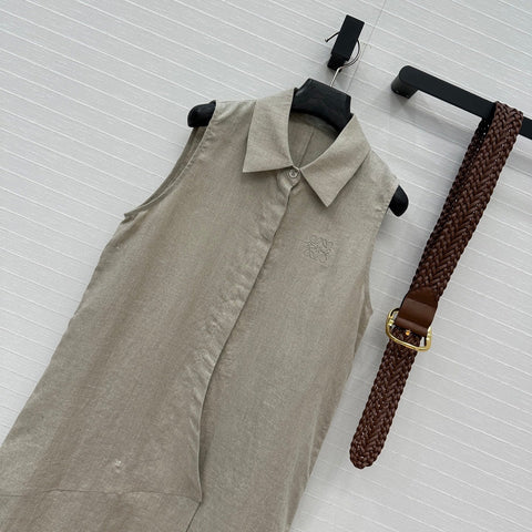 Loewe Sleeveless Long Skirt Grey Linen
