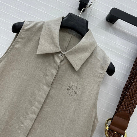 Loewe Sleeveless Long Skirt Grey Linen