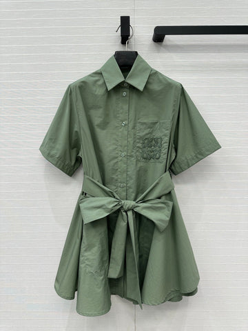 Loewe Short-sleeved Dress Green Cotton