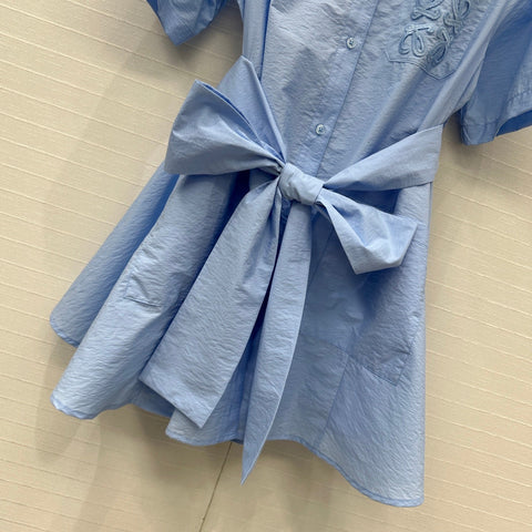 Loewe Short-sleeved Dress Blue Cotton