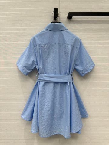 Loewe Short-sleeved Dress Blue Cotton