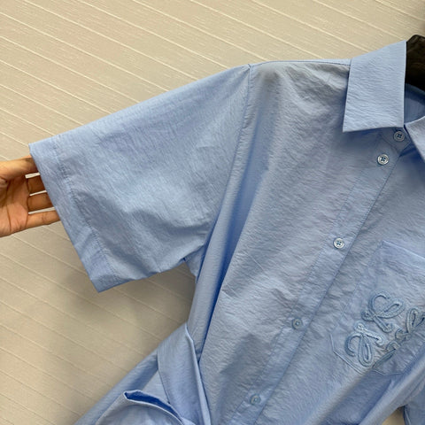 Loewe Short-sleeved Dress Blue Cotton