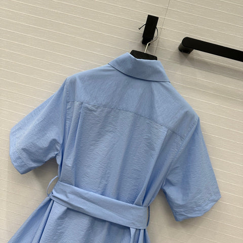 Loewe Short-sleeved Dress Blue Cotton