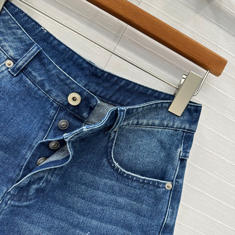 Loewe Raw-edge Denim Shorts Blue Cotton