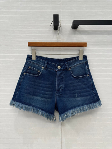 Loewe Raw-edge Denim Shorts Blue Cotton
