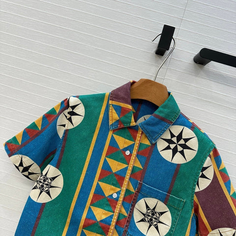 Loewe Short-sleeved Denim Shirt Multicolor Cotton