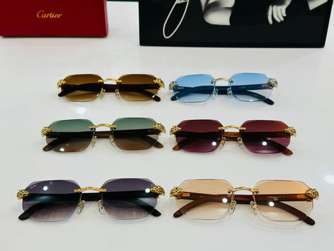 PANTHÈRE RIMLESS OVAL FRAME SUNGLASSES  543637 IN METAL