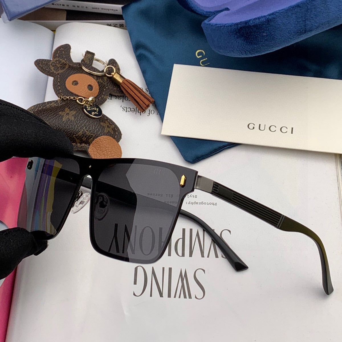 RECTANGULAR FRAME SUNGLASSES G7809 IN METAL