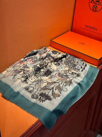 HERMES 25S SCARF 200 IN CASHMERE SILK 732071