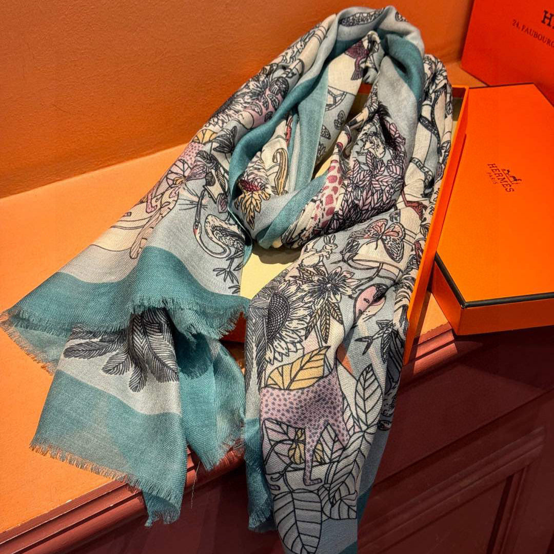 HERMES 25S SCARF 200 IN CASHMERE SILK 732071