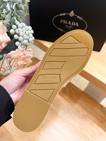 PRA CROCHET SLIPPERS CREAMY WHITE LINEN FABRIC