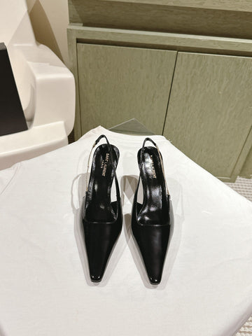 BLAKE SLINGBACK PUMPS 80 IN BLACK LEATHER